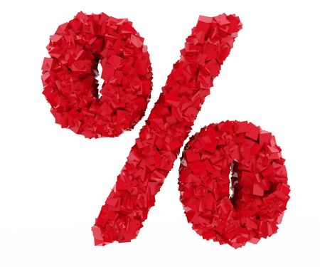 the percent sign is made up of red cubesの写真素材