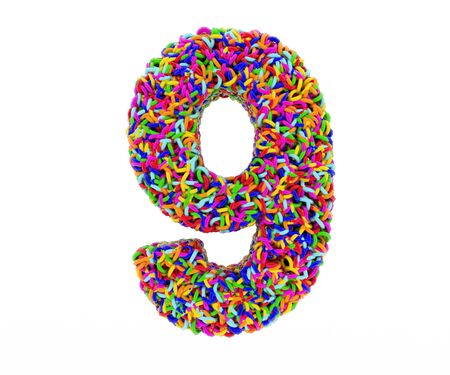 9 character consisting of colored ringsの写真素材