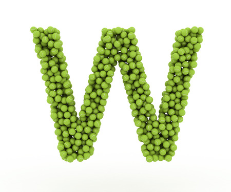 The letter W tennis balls on a white background.の写真素材