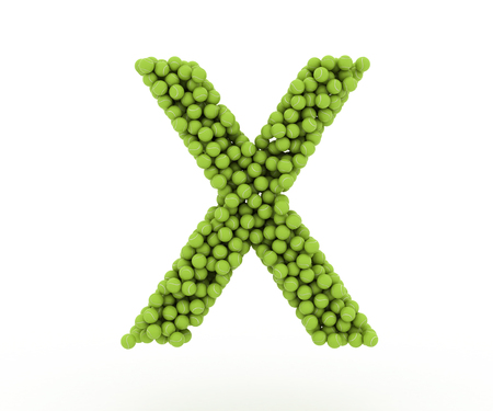 The letter X tennis balls on a white background.の写真素材