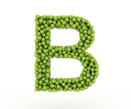 The letter B tennis balls on a white background.の写真素材
