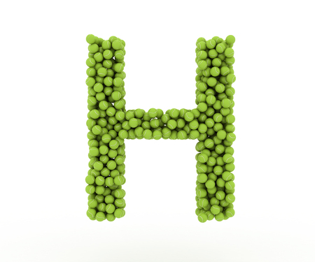 The letter H tennis balls on a white background.の写真素材