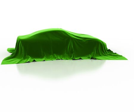 mysterious sports car covered with clothの写真素材