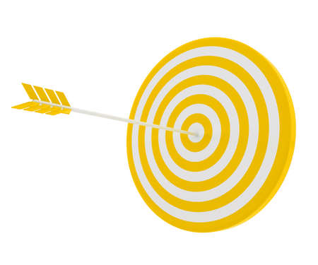 The arrow hit the target, the yellow-and-white compositionの写真素材