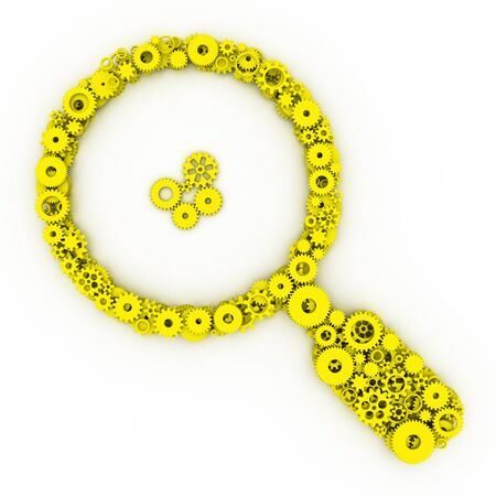 The search icon of gears. Colored gear 3D.の写真素材
