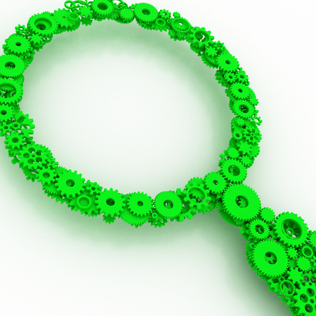 The search icon of gears. Colored gear 3D.の写真素材