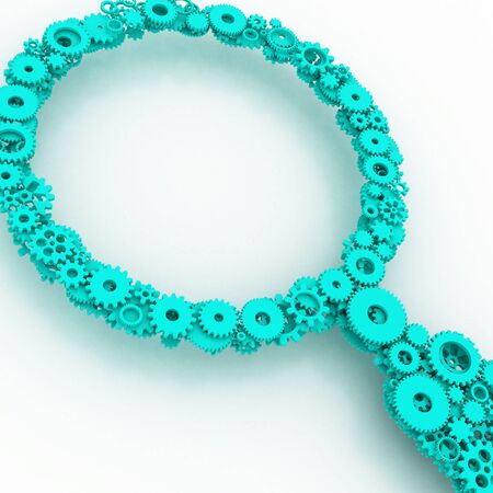 The search icon of gears. Colored gear 3D.の写真素材