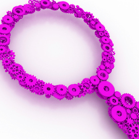 The search icon of gears. Colored gear 3D.の写真素材