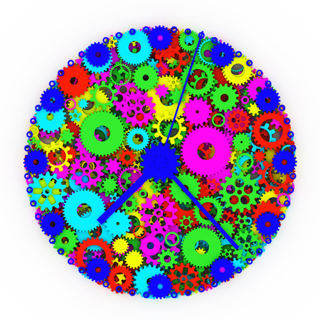 Watch of gears. Colored clock. 3D.の写真素材
