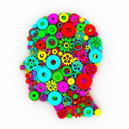 Head of gears. Colored gears. 3D.の写真素材