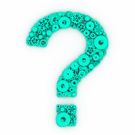 The question mark of gears. The figure of gear. 3D.の写真素材