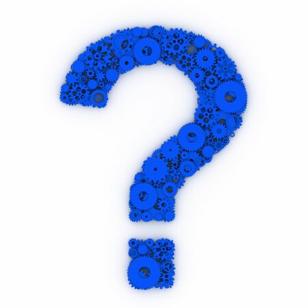 The question mark of gears. The figure of gear. 3D.の写真素材