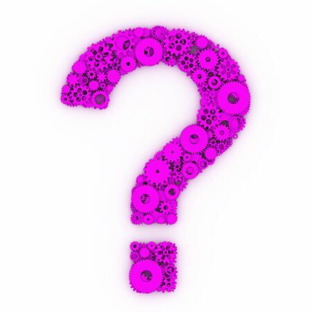 The question mark of gears. The figure of gear. 3D.の写真素材