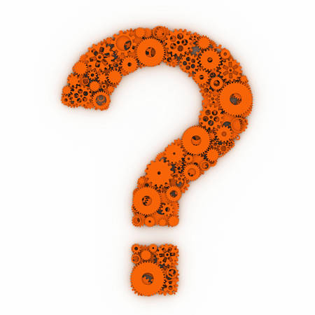 The question mark of gears. The figure of gear. 3D.の写真素材