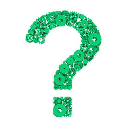 The question mark of gears. The figure of gear. 3D.の写真素材