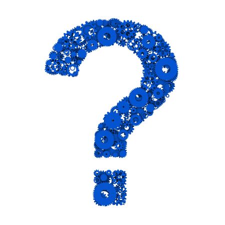 The question mark of gears. The figure of gear. 3D.の写真素材