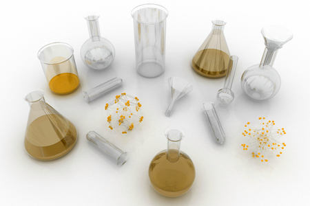 The Chemistry Lab. Various glass chemistry lab equipmentの写真素材