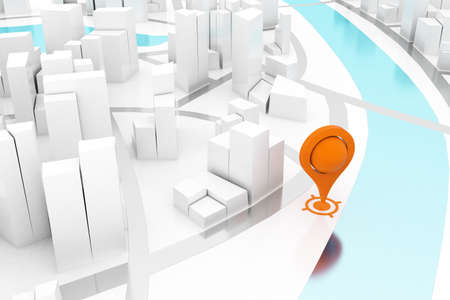 Map pin pointer. 3D city.の写真素材