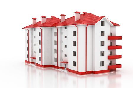 Modern office building illustration isolated on white background.の写真素材