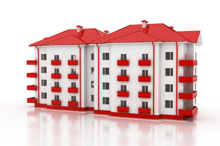 Modern office building illustration isolated on white background.の写真素材