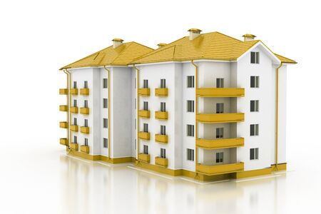 Modern office building illustration isolated on white background.の写真素材