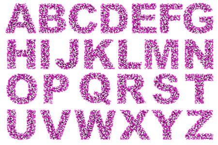 The alphabet of pills on a white background.の写真素材