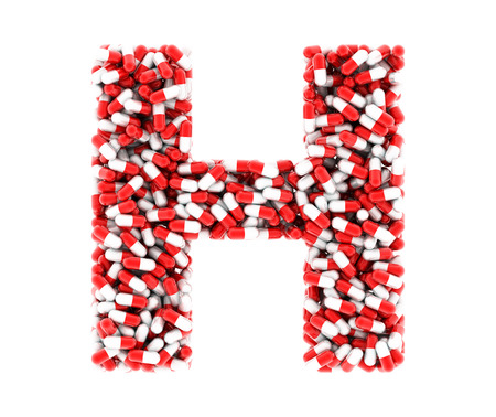 The letter H of the medications on a white background.の写真素材