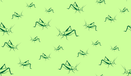 Vector seamless background of grasshoppers. Chaotic grasshopperのイラスト素材