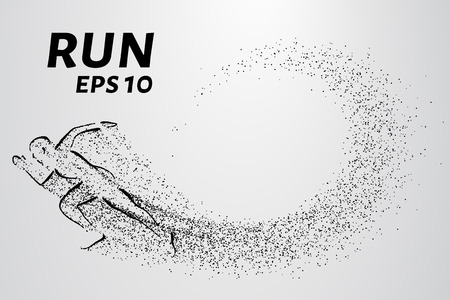 Runner of the particles. Silhouette of a runner from small circles.のイラスト素材
