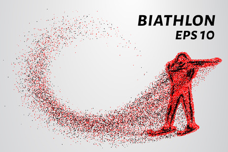 Biathlon of the particles. Silhouette of biathlon from small circles.のイラスト素材