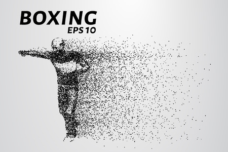 Boxer of the particles. Silhouette of a boxer consists of points.のイラスト素材
