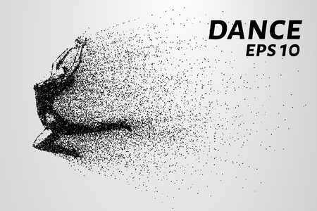 Dance of the particles. Girl dancing in jump. A dancer performs acrobatic elements.のイラスト素材
