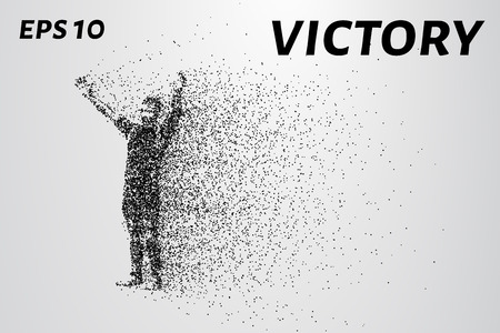 People from particles. The celebration of the victory of small circlesのイラスト素材