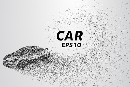 Car from the particles. The car disintegrates to smaller molecules. Vector illustration.のイラスト素材