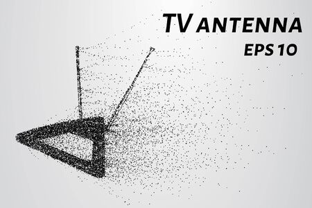 TV antenna of the particles. TV antenna crumbles to pieces. The antenna consists of circles and points.のイラスト素材