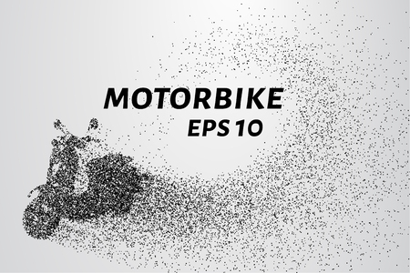 The motorbike of the particles. The motorbike breaks down into small circles and dots.のイラスト素材