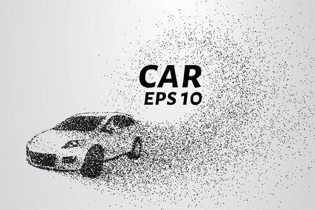Car from the particles. Car crumbles into small circles and dots.のイラスト素材