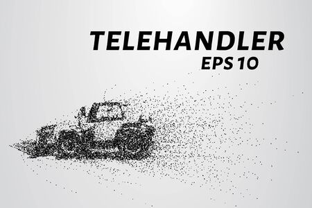 Telehandler of the particles. Telehandler crumbles into small circles and dots. Vector illustrationのイラスト素材