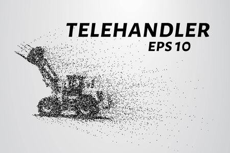 Telehandler of the particles. Telescopic loader consists of circles and points.のイラスト素材