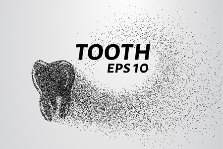 The tooth of the particles. The tooth crumbles into small circles and dots.のイラスト素材