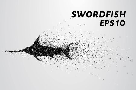 Swordfish from the particles. Swordfish is made up of little circles and dots. Vector illustrationのイラスト素材