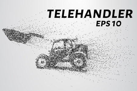 Telehandler of the particles. Telescopic loader consists of circles and points.のイラスト素材