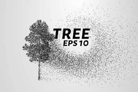 The tree of particles. Tree wind tears of small circles and dots. vector illustration.のイラスト素材
