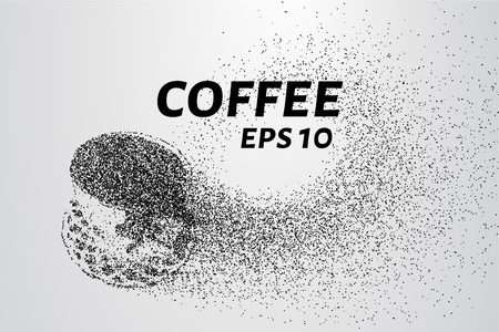 Coffee particles. A Cup of coffee consists of circles and points. Vector illustration.のイラスト素材