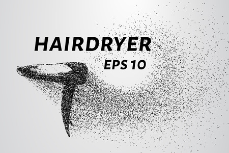 The hair dryer particles. The dryer consists of circles and points. Vector illustration.のイラスト素材