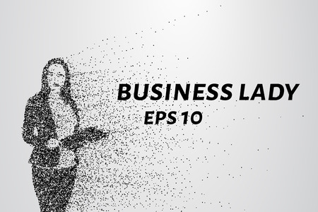 Business woman of the particles. Business woman consists of small circles. Business woman breaks down into moleculesのイラスト素材
