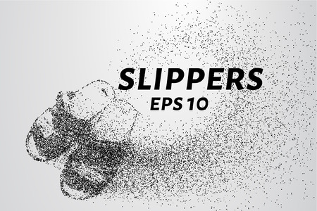 Slippers made of particles. Flip-flops consists of circles and points. Vector illustration.のイラスト素材