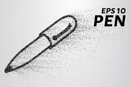 The pen of the particles. The pen is made up of circles and dots. Vector illustration.のイラスト素材