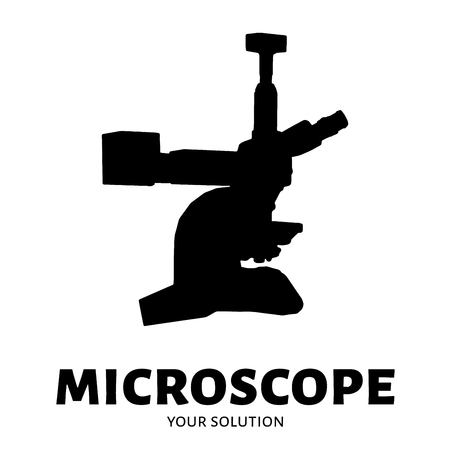 Microscope vector logo. Brand's logo in the form of a microscope.のイラスト素材