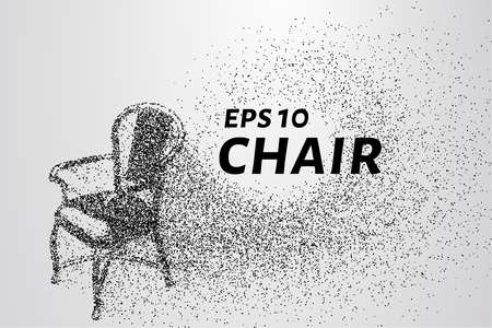 Chair made of particles. The chair crumbles into small circles and dotsのイラスト素材